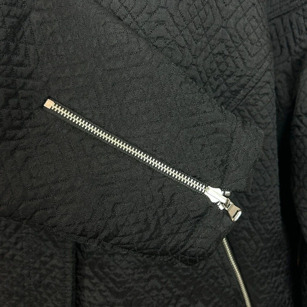 Rebecca Minkoff Black Quilted Moto Jacket Floral Lining Size M - Picture 8 of 14